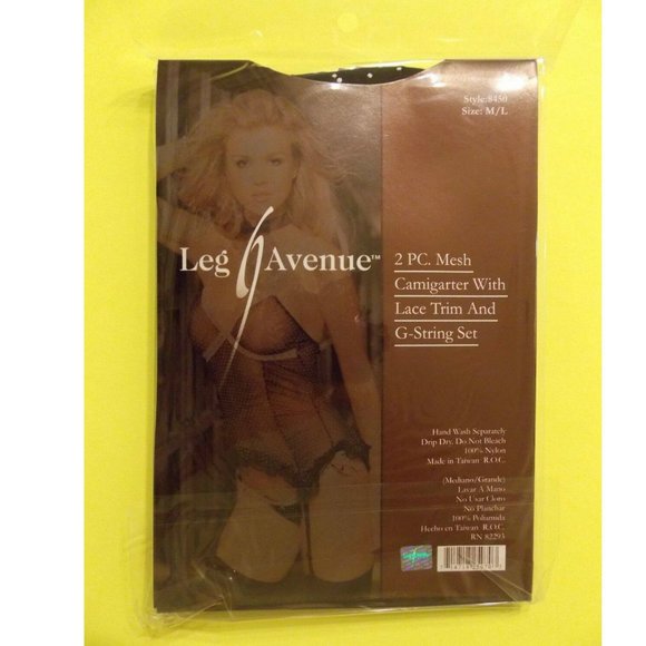 NWT Leg Avenue sexy Mesh Camigarter and tie side Thong Panties LINGERIE SET,M/L - Picture 4 of 8